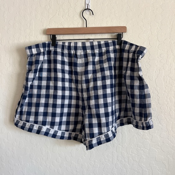 J Crew Linen Cotton Gingham Short Pajama Matching Set 3X Blue White Gingham - Picture 6 of 9